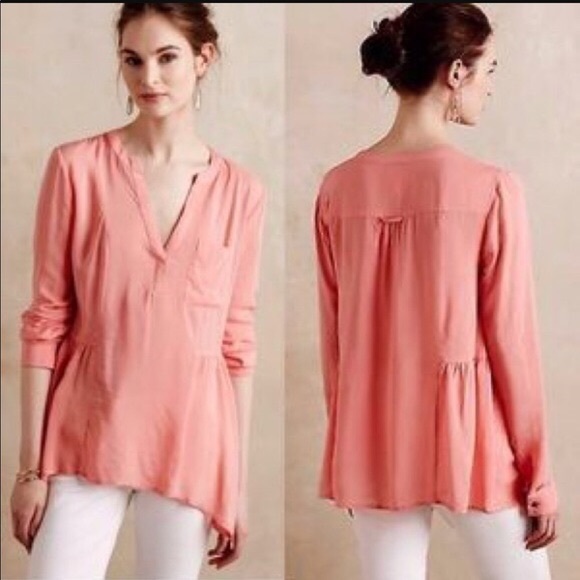 Anthropologie Tops - Anthropologie Maeve Pink Peplum Like Blouse